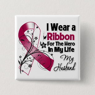 Husband Hero in My Life Head Neck Cancer Vierkante Button 5,1 Cm