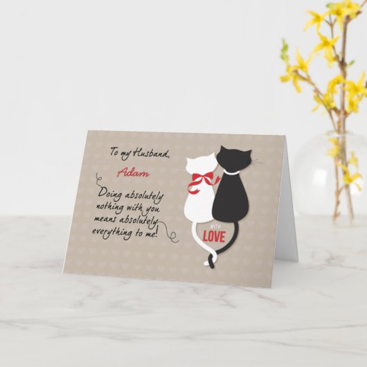 Husband Jubileum personaliseert liefdeskatten Kaart (Gele Bloem)