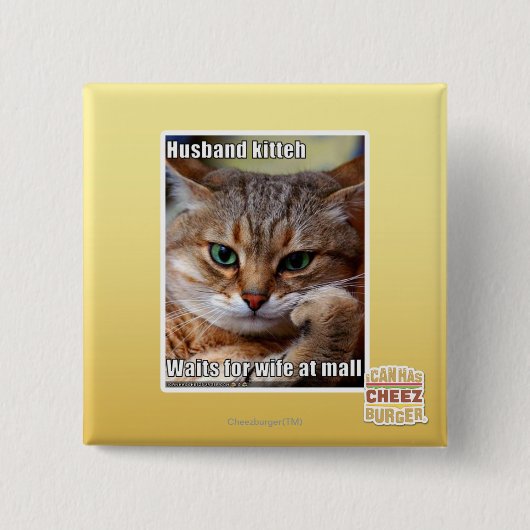 Husband Kitteh Vierkante Button 5,1 Cm (Voorkant)