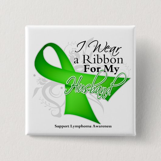 Husband Lime Green Ribbon - Lymphoma Vierkante Button 5,1 Cm (Voorkant)