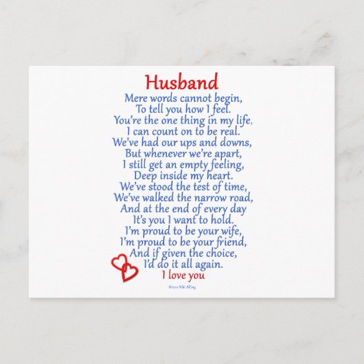 Husband Love Briefkaart (Voorkant)