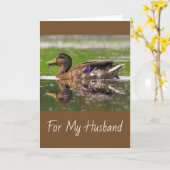 Husband Mallard Duck Birthday Kaart (Gele Bloem)