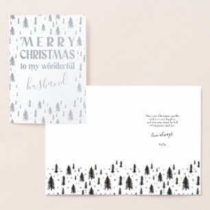 Husband Merry kerstbomen Silver Foil Card Folie Kaarten
