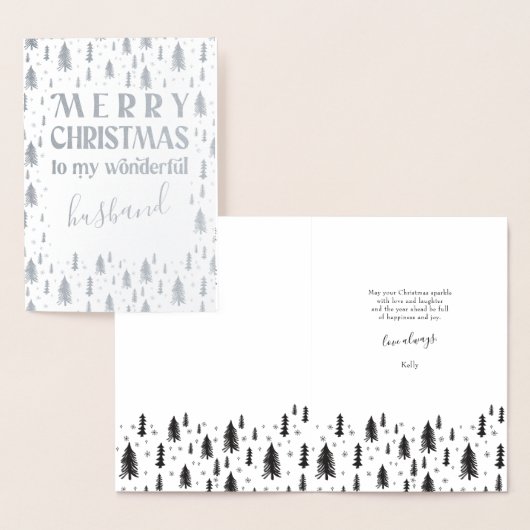 Husband Merry kerstbomen Silver Foil Card Folie Kaarten (Display)