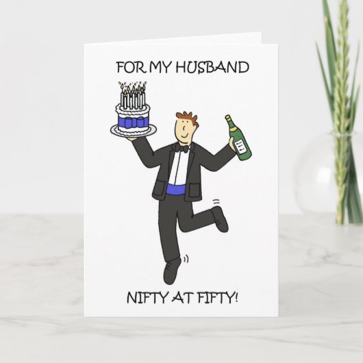 Husband Nifty op 50 50th Birthday Kaart (Voorkant)