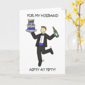 Husband Nifty op 50 50th Birthday Kaart (Gele Bloem)