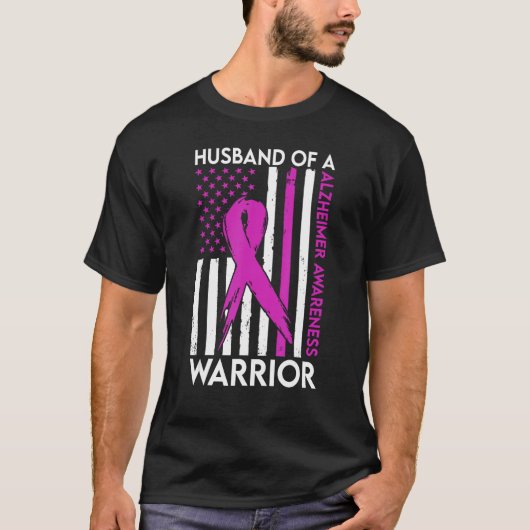 Husband Of A Warrior Alzheimer Awareness Support S T-shirt (Voorkant)
