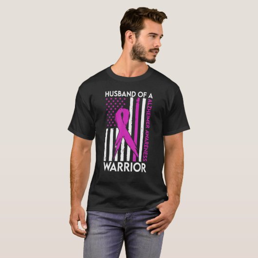 Husband Of A Warrior Alzheimer Awareness Support S T-shirt (Voorkant volledig)