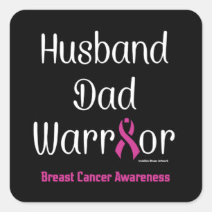 Husband Pap Warrior.. Breast Cancer Vierkante Sticker