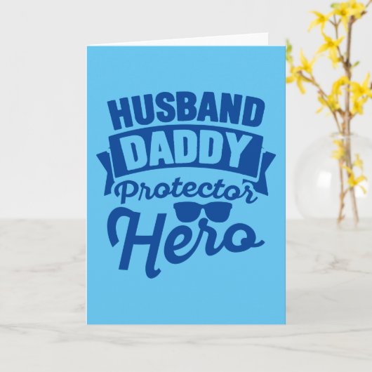 Husband. Papa. Beschermer. Hero. Kaart (Gele Bloem)
