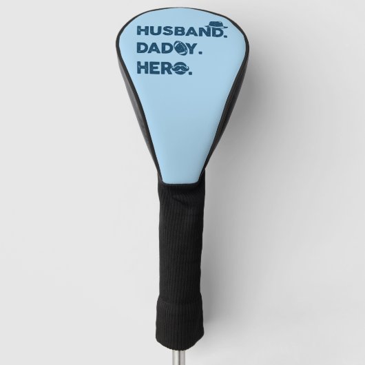 Husband.Papa. Hero. Grafisch Retro Golfheadcover (Voorkant)