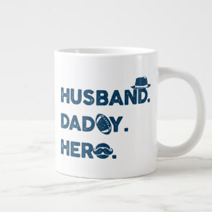 Husband.Papa. Hero. Grafisch Retro Grote Koffiekop