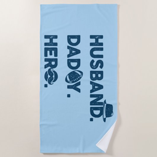 Husband.Papa. Hero. Grafisch Retro Strandlaken (Voorkant)