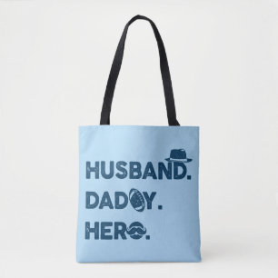 Husband.Papa. Hero. Grafisch Retro Tote Bag
