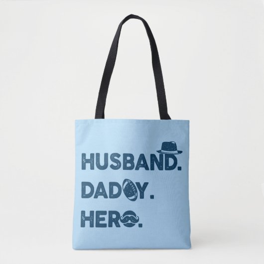 Husband.Papa. Hero. Grafisch Retro Tote Bag (Voorkant)