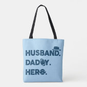 Husband.Papa. Hero. Grafisch Retro Tote Bag (Achterkant)