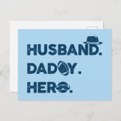Husband. Papa. Hero. Retro grafisch Briefkaart (Voorkant / Achterkant)
