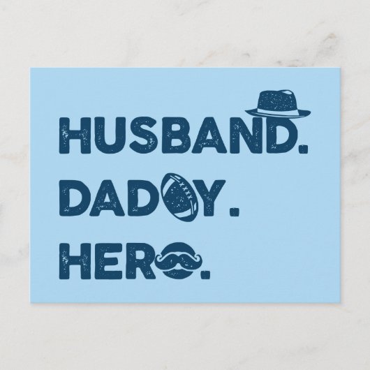 Husband. Papa. Hero. Retro grafisch Briefkaart (Voorkant)