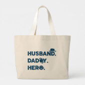Husband. Papa. Hero. Retro grafisch Grote Tote Bag (Achterkant)