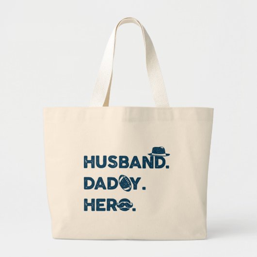 Husband. Papa. Hero. Retro grafisch Grote Tote Bag (Voorkant)
