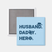 Husband. Papa. Hero. Retro grafisch Magneet (Voorkant / Achterkant)