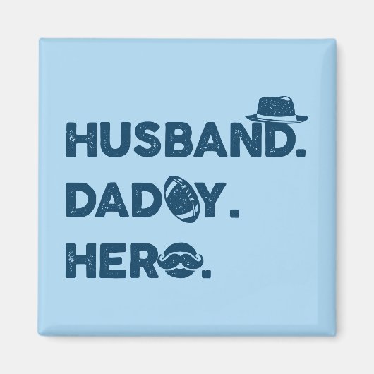Husband. Papa. Hero. Retro grafisch Magneet (Voorkant)