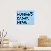 Husband. Papa. Hero. Retro grafisch Poster (Keuken)