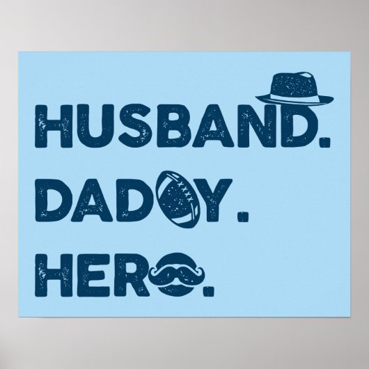 Husband. Papa. Hero. Retro grafisch Poster (Voorkant)