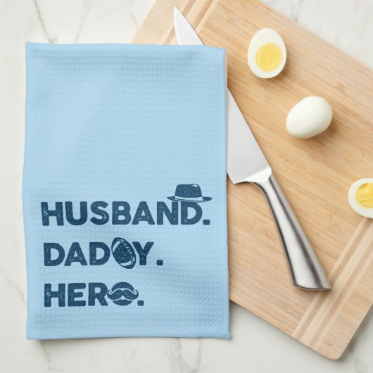 Husband. Papa. Hero. Retro grafisch Theedoek (Quarter Fold)