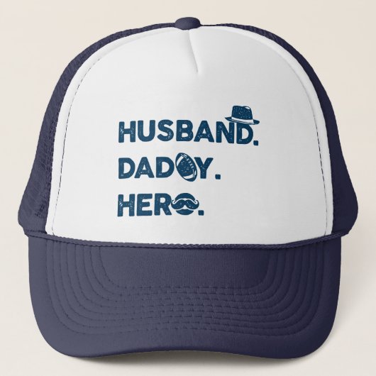 Husband. Papa. Hero. Retro grafisch Trucker Pet (Voorkant)