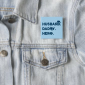 Husband. Papa. Hero. Retro grafisch Vierkante Button 5,1 Cm (In situ)