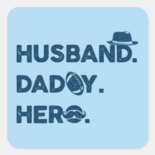 Husband. Papa. Hero. Retro grafisch Vierkante Sticker