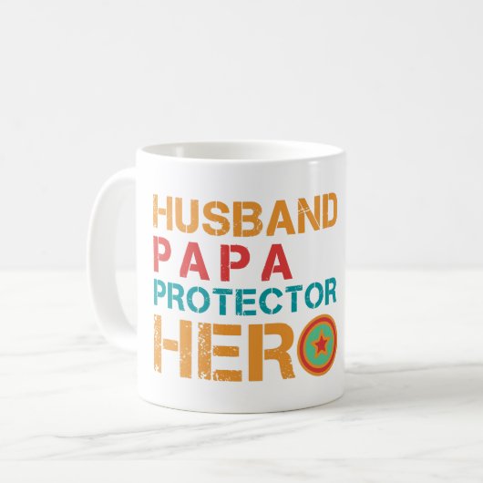HUSBAND PAPA PROTECTOR HERO KOFFIEMOK (Voorkant links)