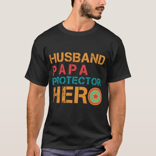 HUSBAND PAPA PROTECTOR HERO T-SHIRT (Voorkant)