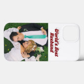 Husband Photo with burgundy text  iPhone Case (Achterkant (horizontaal))