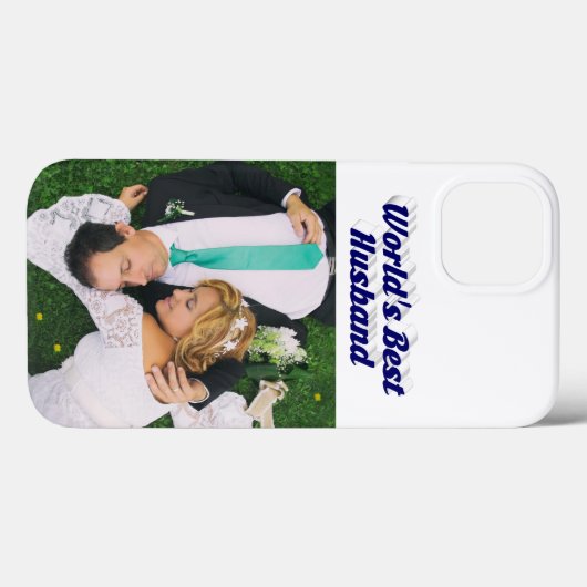 Husband Photo with dark blue text  iPhone Case (Achterkant (horizontaal))