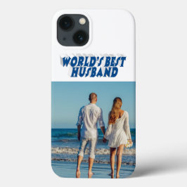 Husband Photo with sea blue text  Case-Mate iPhone Case