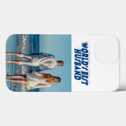 Husband Photo with sea blue text  Case-Mate iPhone Case (Achterkant (horizontaal))