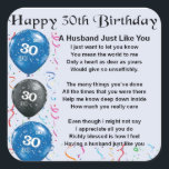 Husband Poem - 30th Birthday Vierkante Sticker<br><div class="desc">Een groot cadeau voor een man op zijn 30e verjaardag</div>