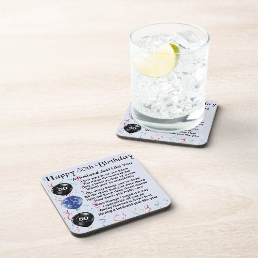 Husband Poem - 50e verjaardag Bier Onderzetter (Rechterzijde)