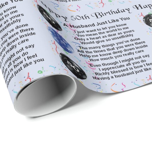 Husband Poem - 50e verjaardag Cadeaupapier (Rol Hoek)