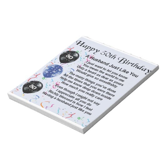 Husband Poem - 50e verjaardag Notitieblok (Linkerzijde)