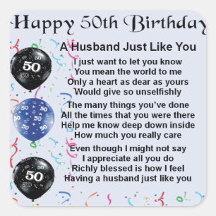 Husband Poem - 50e verjaardag Vierkante Sticker
