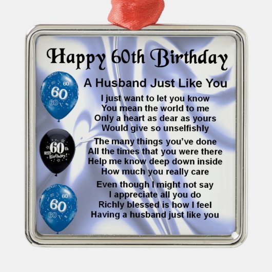 Husband Poem - 60th Birthday Metalen Ornament (Voorkant)