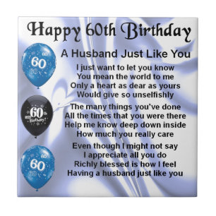 Husband Poem - 60th Birthday Tegeltje