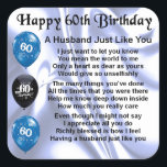 Husband Poem - 60th Birthday Vierkante Sticker<br><div class="desc">Een geweldig cadeau voor een man op zijn 60ste verjaardag</div>