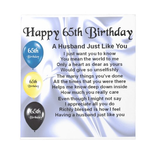 Husband Poem - 65th Birthday Notitieblok (Voorkant)