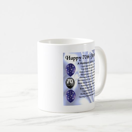Husband Poem - 70e verjaardag Koffiemok (Voorkant rechts)