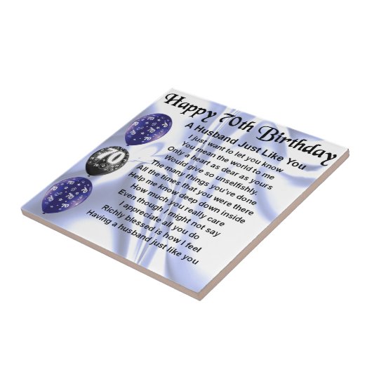 Husband Poem - 70e verjaardag Tegeltje (Zijkant)
