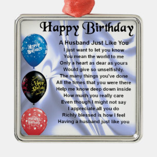 Husband Poem - Happy Birthday Metalen Ornament